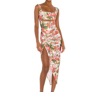 RAISA VANESSA x REVOLVE Floral Ruched Cut Out Dress 34/2/XS Luxury